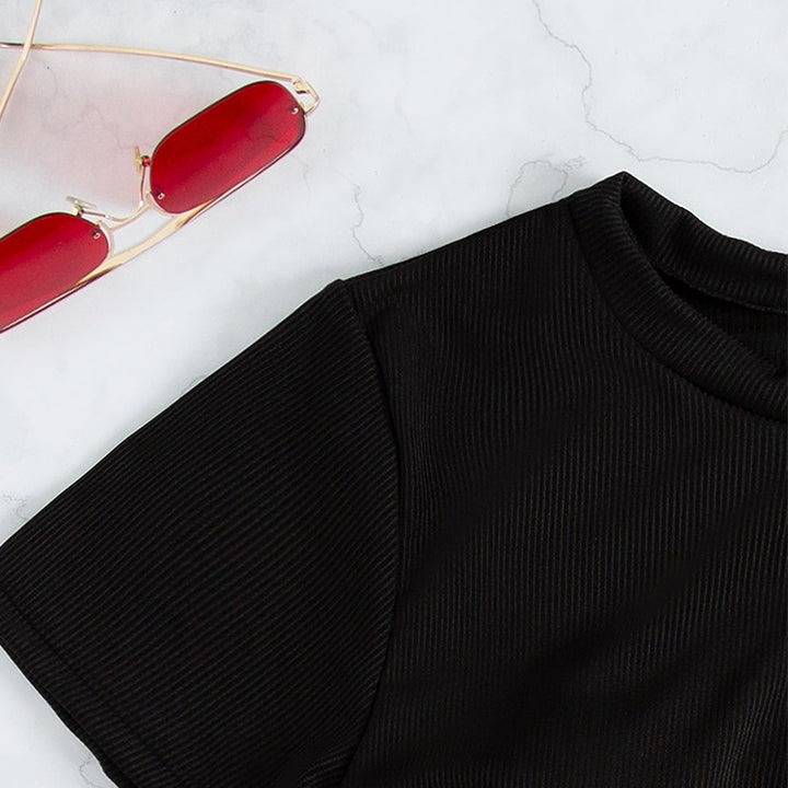 Damen cropped T-Shirt mit seitlichen Bindebändern Echo Archiv