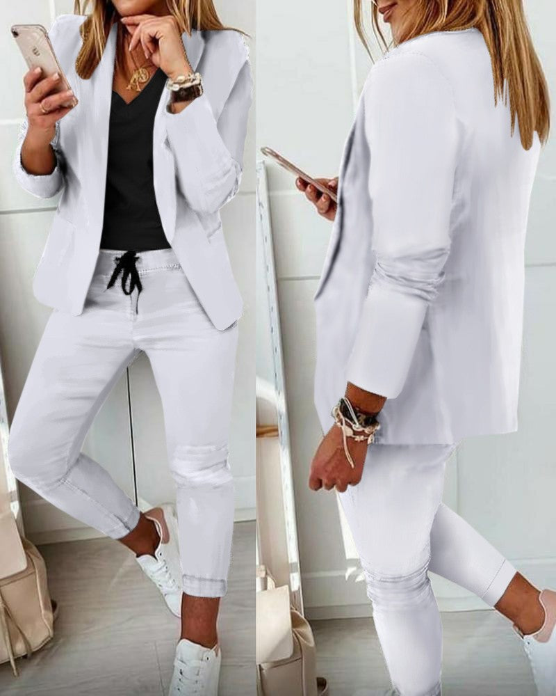 Damen nan zweiteiliges Blazer-Jogger-Set mit tailliertem Blazer und elastischer Bundhose Echo Archiv