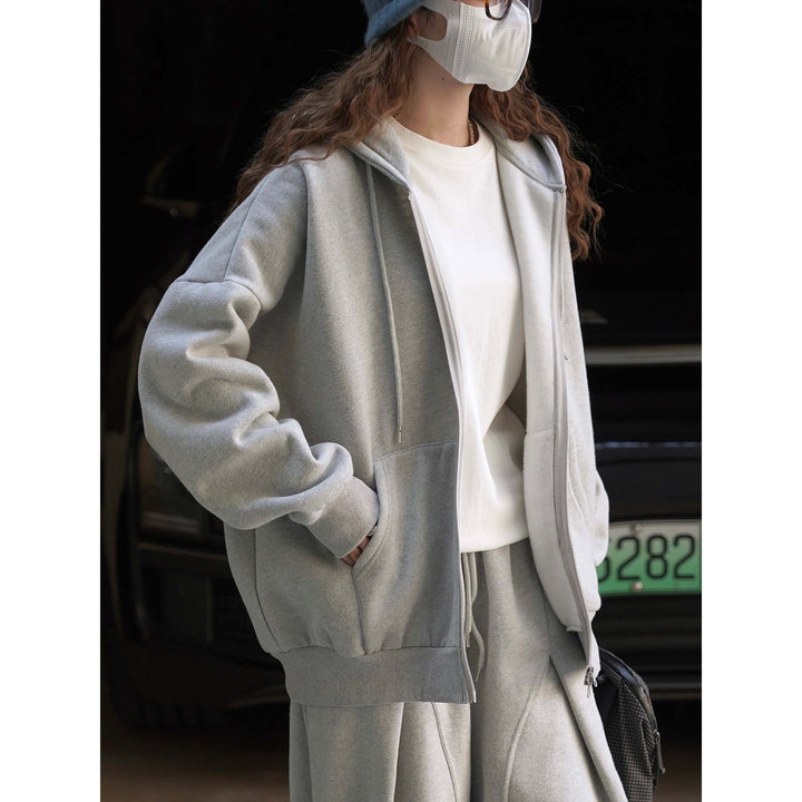 Damen Extraweites Kapuzen‑Sweatshirt mit Reißverschluss und weichem Fleecefutter Echoarchiv