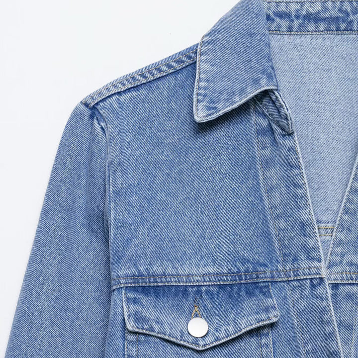 Damen Jeanskleid mit Hemdblusenkragen Taillengürtel und aufgesetzten Taschen Echo Archiv