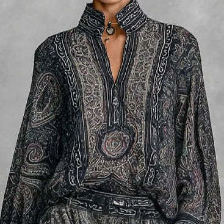 Damen Fließendes Boho-Zweiteiler-Set mit weiter Tunika und Haremshose im Paisley-Design Echo Archiv