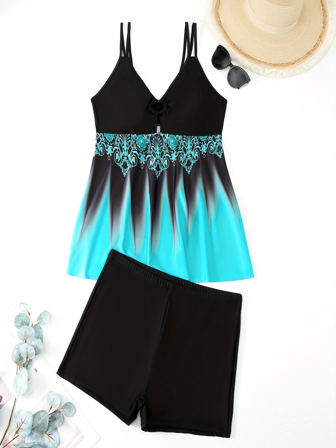 Damen Badeanzug-Set mit elegantem Muster und bequemen Shorts Echo Archiv