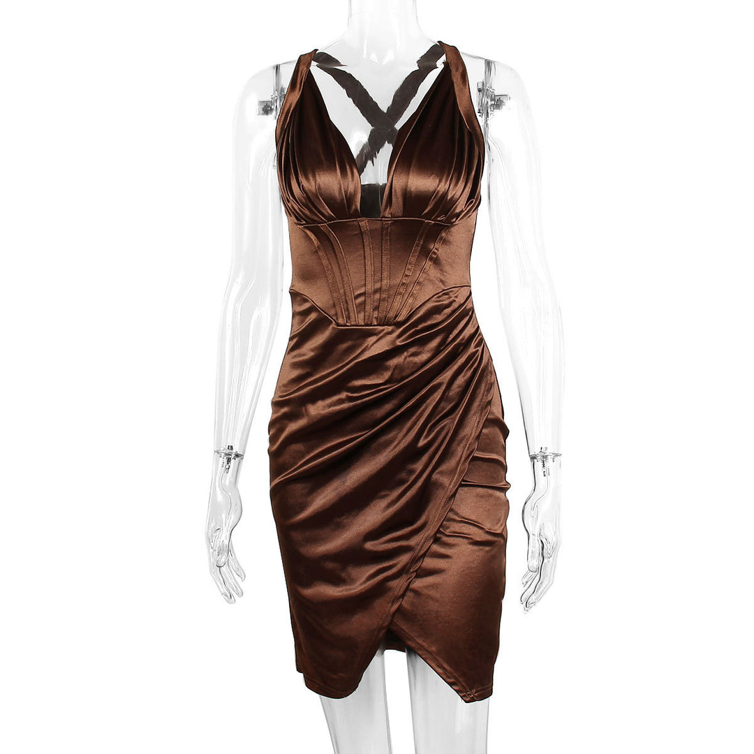 Damen Elegantes Abendkleid mit tiefem Ausschnitt und seitlichem Schlitz Echo Archiv