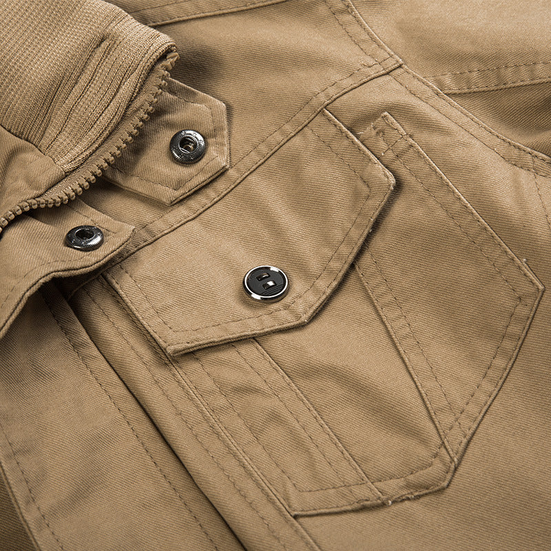 Herren nan leichter Baumwoll-Canvas Fliegerjacke mit Schulterklappen, verdecktem Reißverschluss und multifunktionalen Taschen Echo Archiv