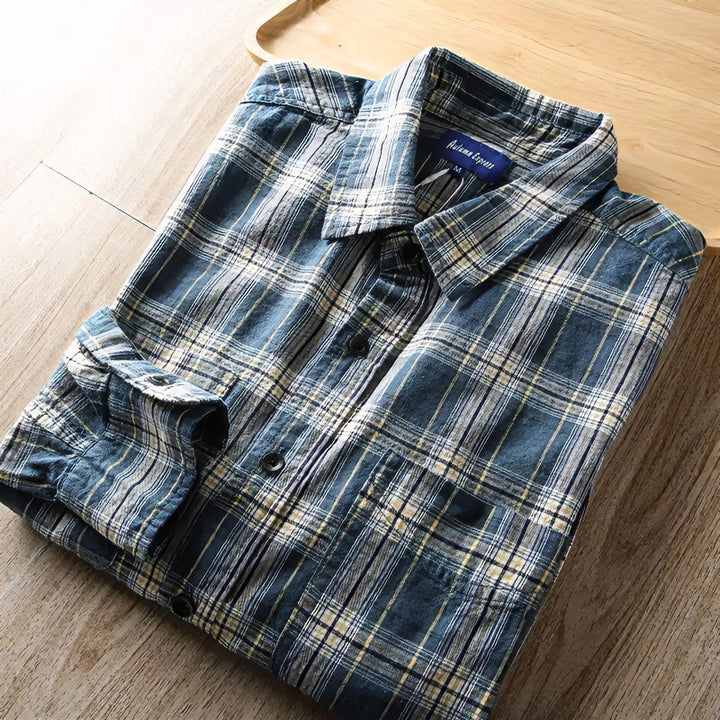 Herren Kariertes Flanellhemd mit Brusttaschen und Regular-Fit Echoarchiv