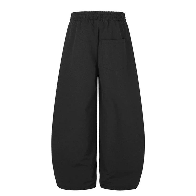 Damen Weite Tech-Material Palazzohose mit Tunnelzugbund, reflektierenden Seitenstreifen und verstellbarem Kordel-Saum Echoarchiv