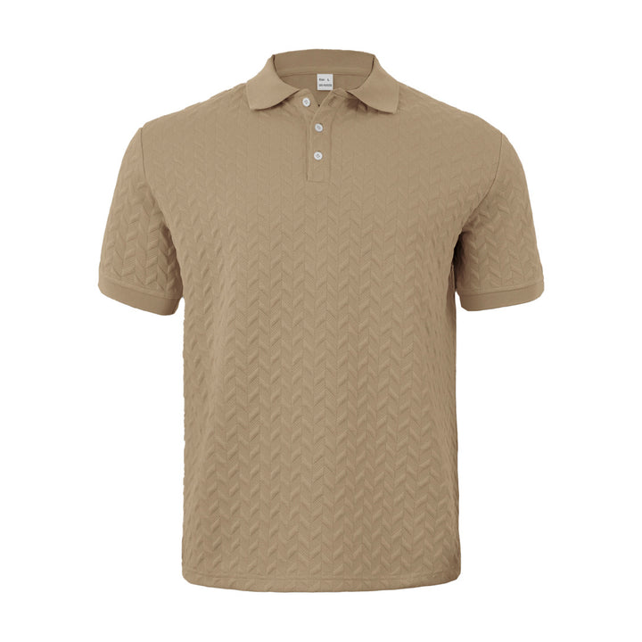 Herren nan feingewobenes Polohemd mit Chevron-Reliefstruktur und kurzer Knopfleiste Echo Archiv