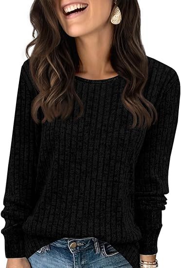 Damen Strukturierter Rippstrick-Pullover mit Rundhalsausschnitt, legerer Silhouette und weichen Bündchen Echo Archiv