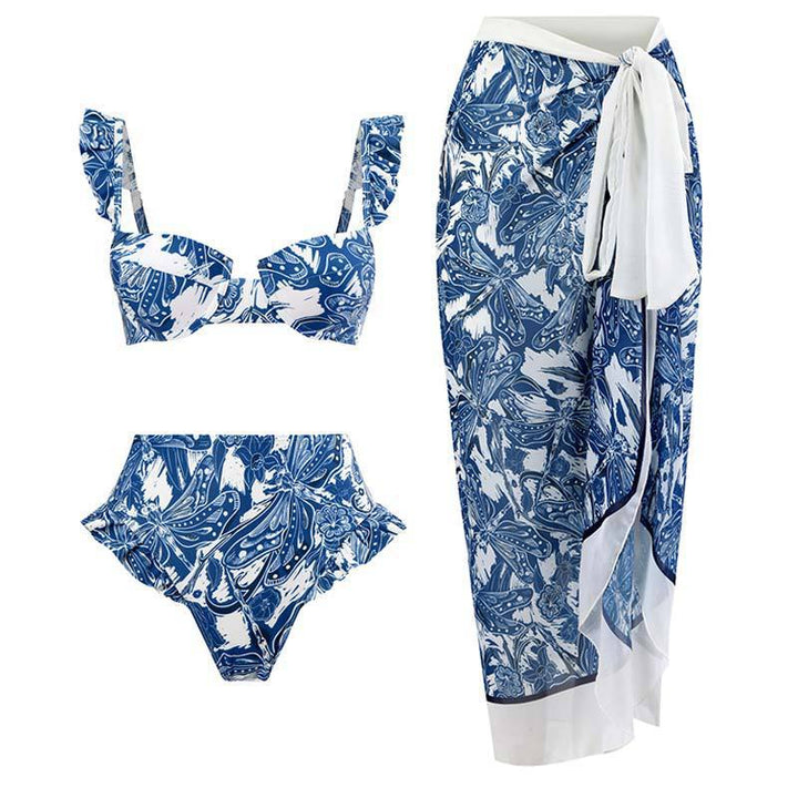 Damen Bikini-Set mit raffinierten Rüschen und elegantem Wickelrock Echo Archiv