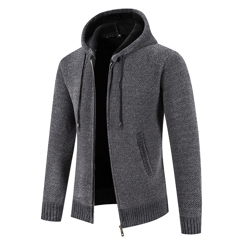 Herren Strickjacke mit Kapuze und strukturiertem Design Echoarchiv