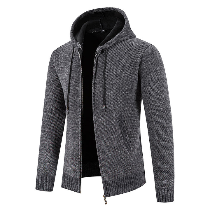Herren Strickjacke mit Kapuze und strukturiertem Design Echoarchiv