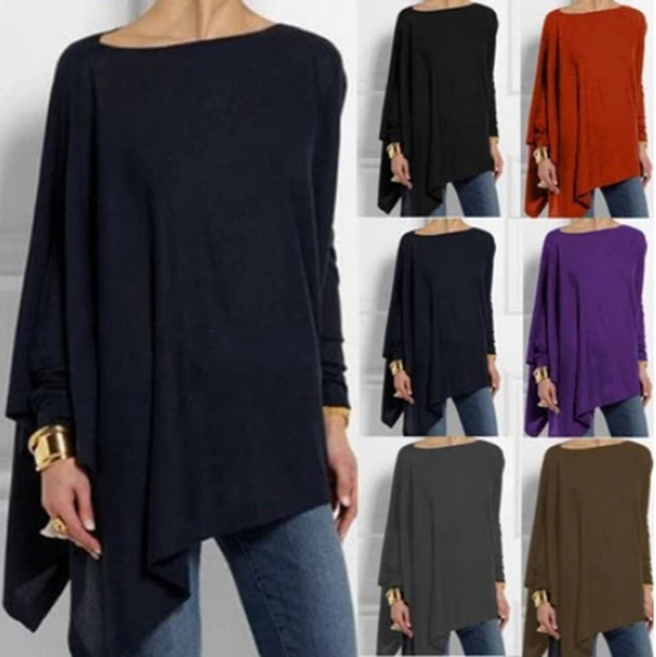 Damen nan drapierte Oversize-Tunika mit schrägem Zipfelsaum und weiten Fledermausärmeln Echo Archiv