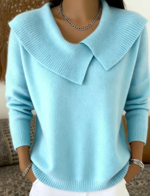 Damen nan grobgestrickter Pullover mit übergroßem Matrosenkragen und gerippten Abschlüssen Echo Archiv