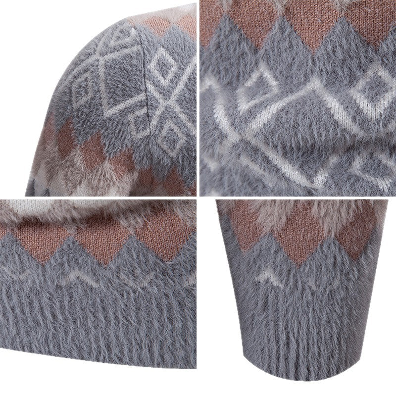 Herren Strickpullover mit geometrischem Muster und hohem Kragen Echoarchiv