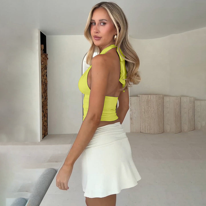 Damen Top mit raffiniertem Halterneck-Design und eleganter Schnalle Echo Archiv