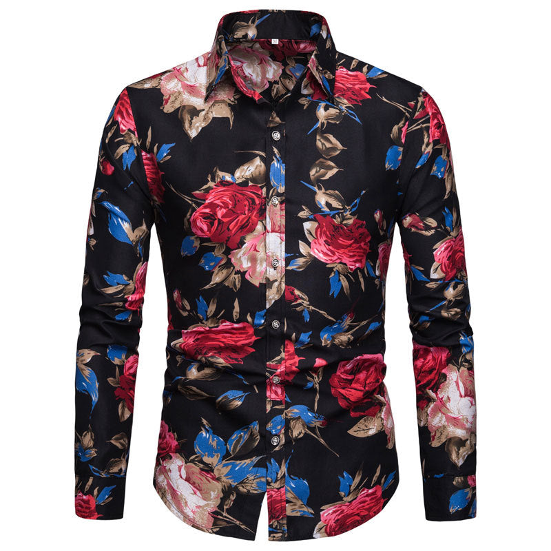 Herren Langarmhemd mit floralem Design Echoarchiv