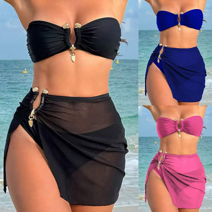 Damen Bikini-Set mit modisch gerafftem Oberteil und elegantem Wickelrock Echo Archiv