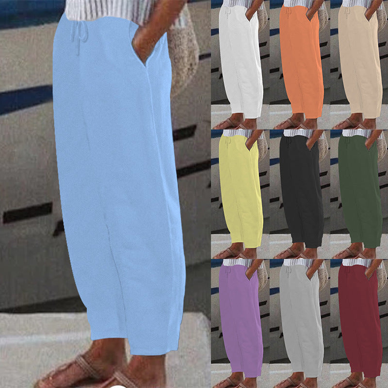 Damen Ankle Harem Hose mit Kordelzug, Seitentaschen und elastischem Knöchelbund Echoarchiv