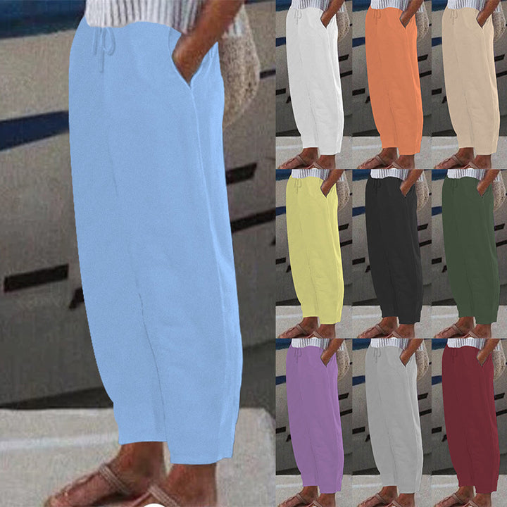 Damen Ankle Harem Hose mit Kordelzug, Seitentaschen und elastischem Knöchelbund Echoarchiv