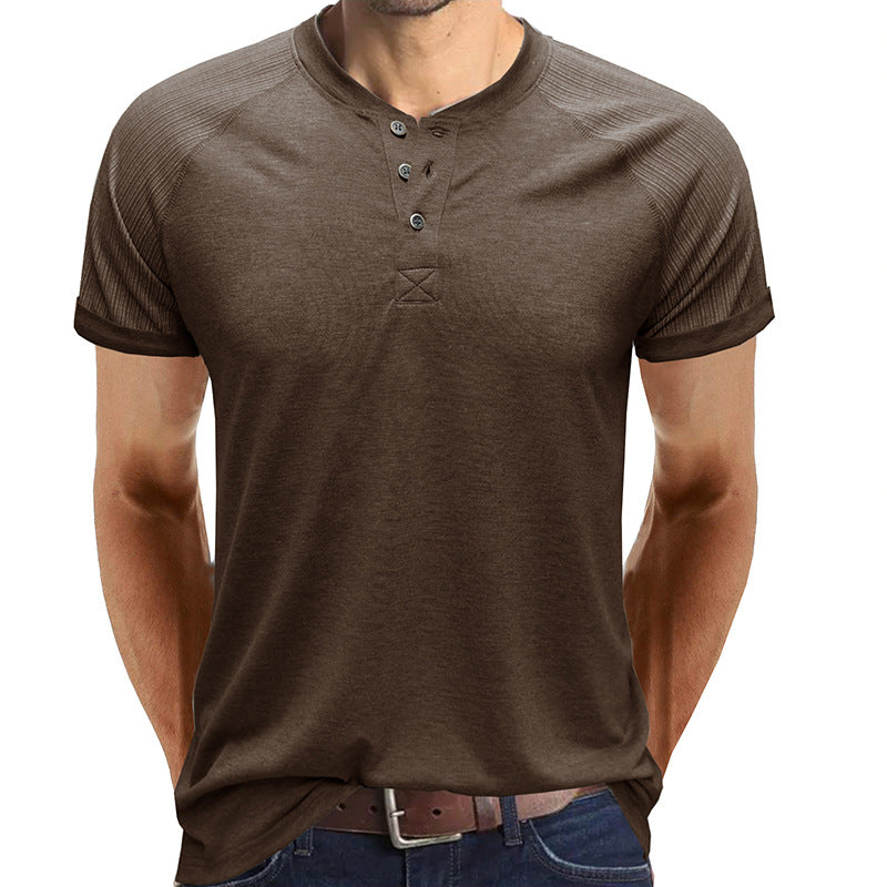 Herren Kurzarmshirt mit stilvollen Rippendetails und Knopfverschluss Echoarchiv