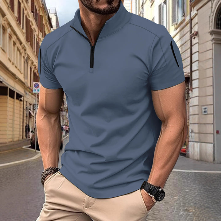Herren Sportliches Kurzarm-Zip-Hemd Echoarchiv