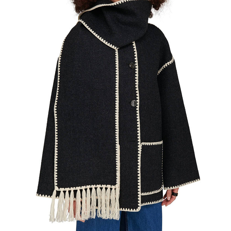 Damen Elegante und komfortable Wolle-Mantel Echo Archiv