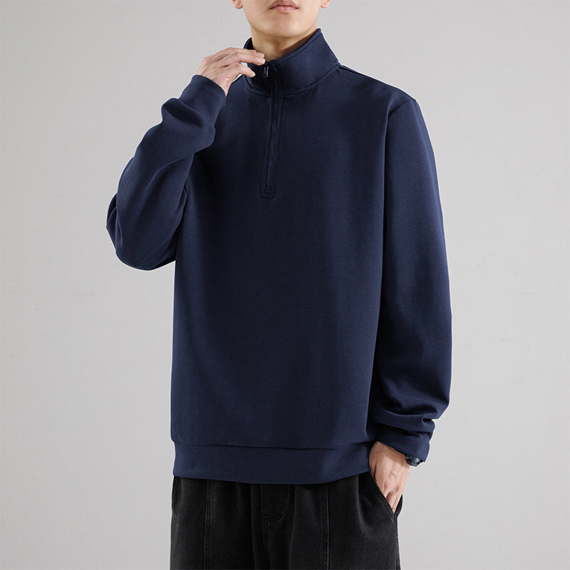 Herren Oversized-Halbzip-Sweatshirt mit hohem Stehkragen, schwerer French-Terry und minimalistischem Design Echo Archiv