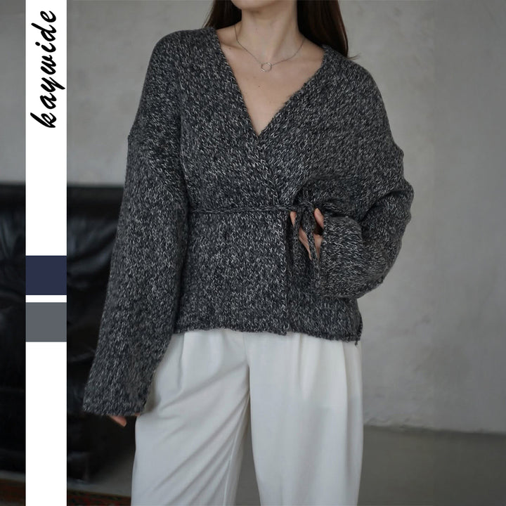 Damen nan oversize Bouclé-Strickjacke mit Taillengürtel und Kimonoärmeln Echo Archiv