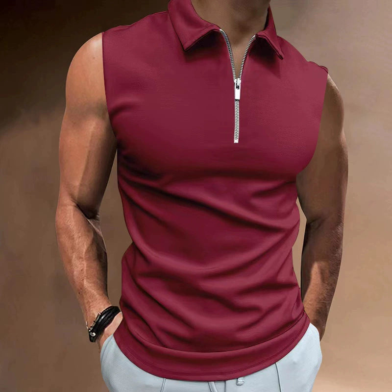 Herren Kurzarm Poloshirt mit modernem Stehkragen und funktionellem Reißverschluss Echoarchiv