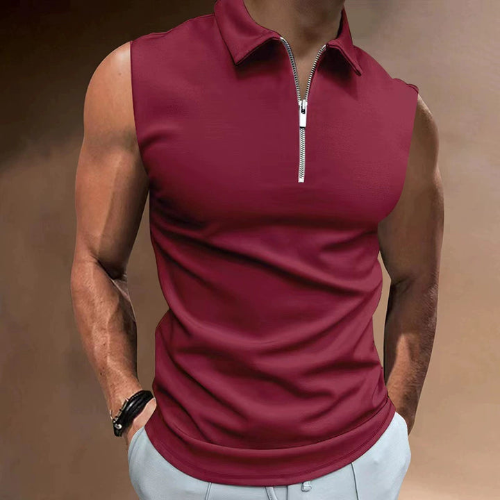 Herren Kurzarm Poloshirt mit modernem Stehkragen und funktionellem Reißverschluss Echoarchiv