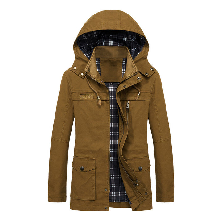 Herren Urbaner Canvas-Parka mit karierter Innenfütterung und Utility-Taschen Echo Archiv