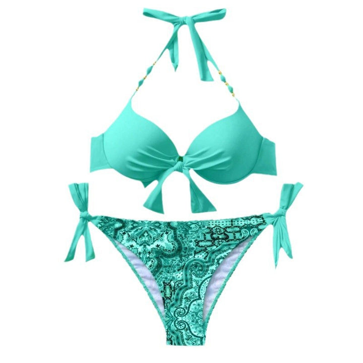 Damen Bikini-Set mit modischen Bindebändern und herausgearbeitetem Muster Echo Archiv