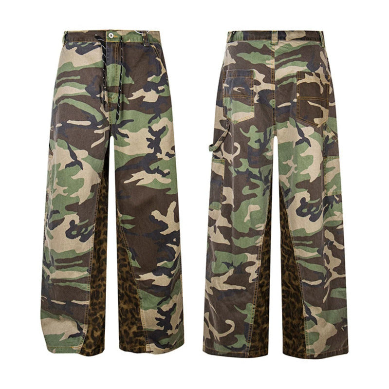 Damen Weite Cargo-Culottehose mit Camouflage-Print und Leoparden-Detail Echoarchiv