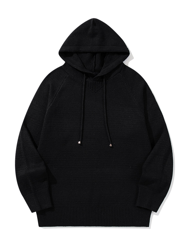 Unisex Strick-Kapuzenpullover mit Raglanärmeln und breitem Rippenbund Echoarchiv