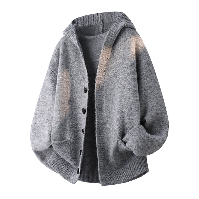 Herren Oversize-Strickcardigan mit Schalkragen, Knopfleiste und Eingrifftaschen Echo Archiv