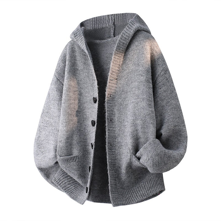 Herren Oversize-Strickcardigan mit Schalkragen, Knopfleiste und Eingrifftaschen Echo Archiv