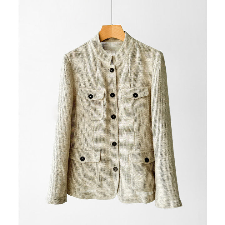 Damen Modische Boucléjacke mit praktischen Taschen Echoarchiv