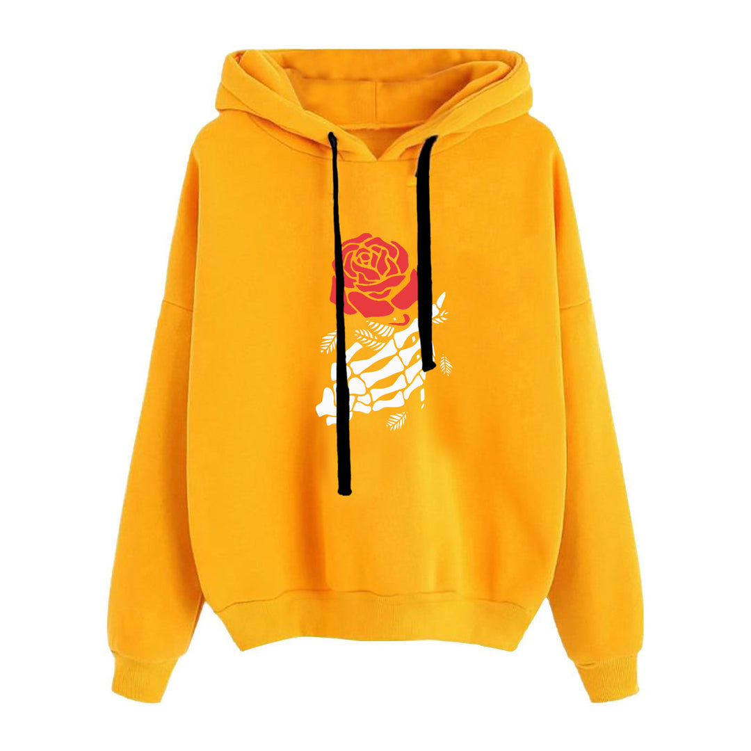Damen lässiger Oversize Kapuzenpullover mit Herz‑und‑Pfotenprint, Kordelzug und gerippten Bündchen – Auréline