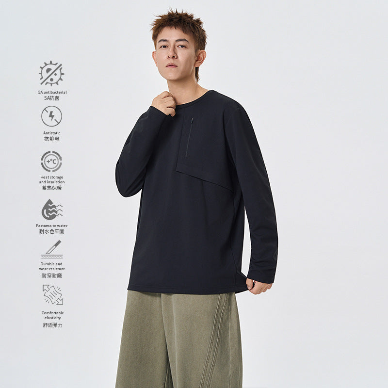 Herren Atmungsaktives Performance-Langarmshirt mit Brustreißverschlusstasche und ergonomischen Nähten Echo Archiv