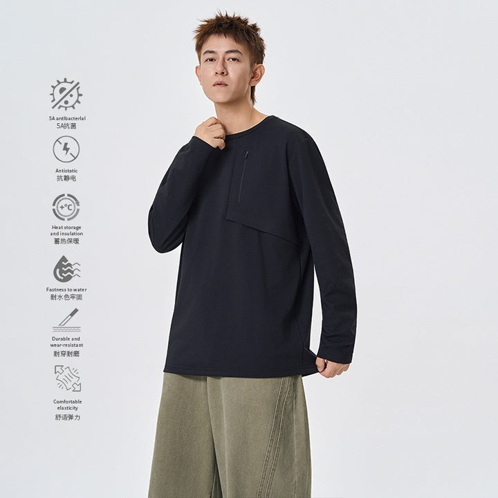 Herren Atmungsaktives Performance-Langarmshirt mit Brustreißverschlusstasche und ergonomischen Nähten Echo Archiv