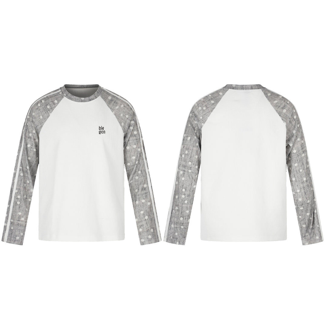Unisex Waffelstruktur-Sweatshirt mit transparenten Kontrastärmeln, Raglan und Seitenstreifen Echoarchiv