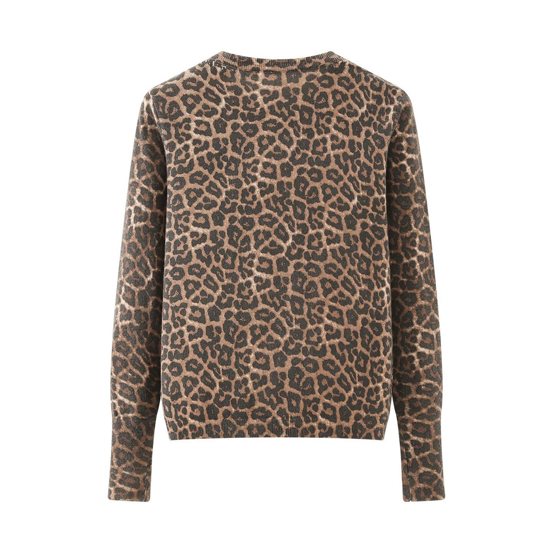Damen Feinstrick-Cardigan mit Leoprint, Rundhals und durchgehender Knopfleiste Echoarchiv