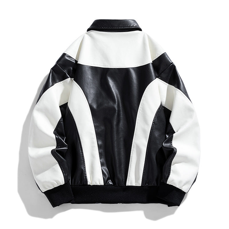 Herren modische Kunstlederjacke im sportlichen Design mit kontrastierenden Akzenten Echoarchiv