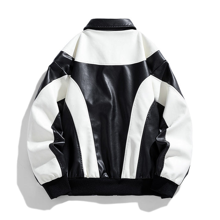 Herren modische Kunstlederjacke im sportlichen Design mit kontrastierenden Akzenten Echoarchiv