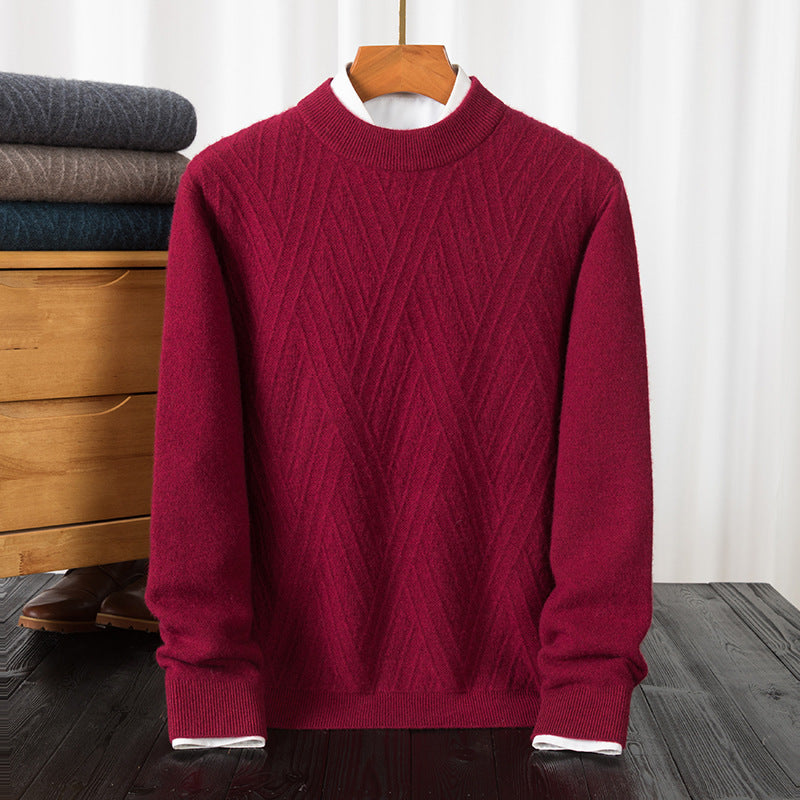 Herren eleganter Rollkragenpullover mit feinem Rautenmuster Echoarchiv