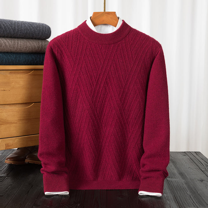 Herren eleganter Rollkragenpullover mit feinem Rautenmuster Echoarchiv