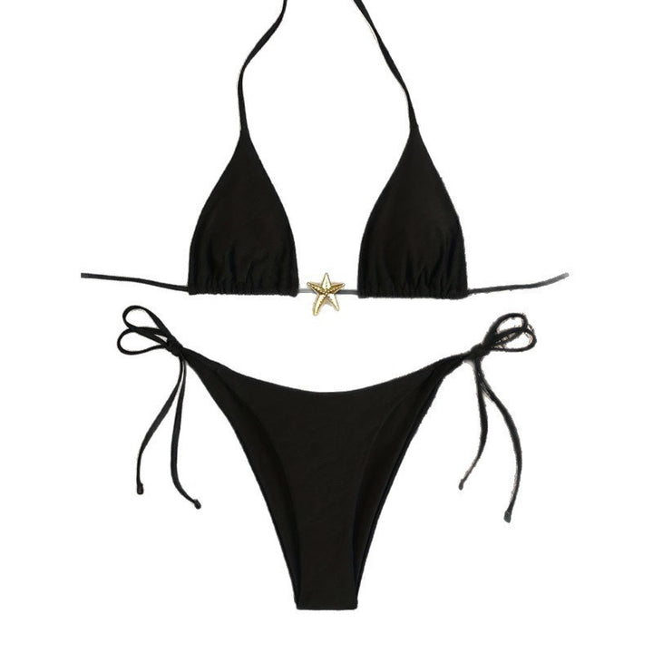 Damen Eleganter Triangel-Bikini mit goldener Applikation Echo Archiv