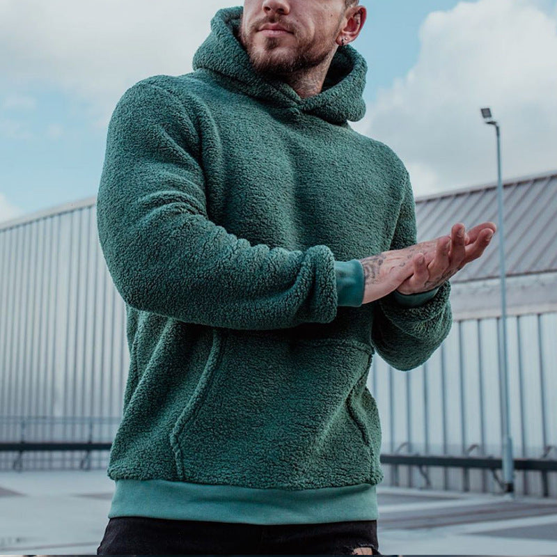 Herren Fleece Hoodie mit Kängurutasche und hohem Kragen Echoarchiv