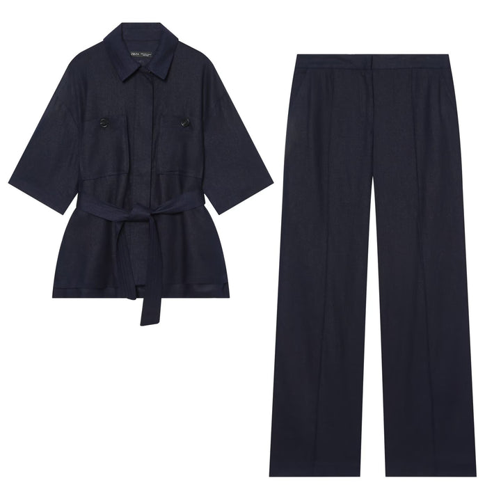 Damen Kurzjacke aus Leinen mit Taillengürtel und aufgesetzten Fronttaschen Echo Archiv