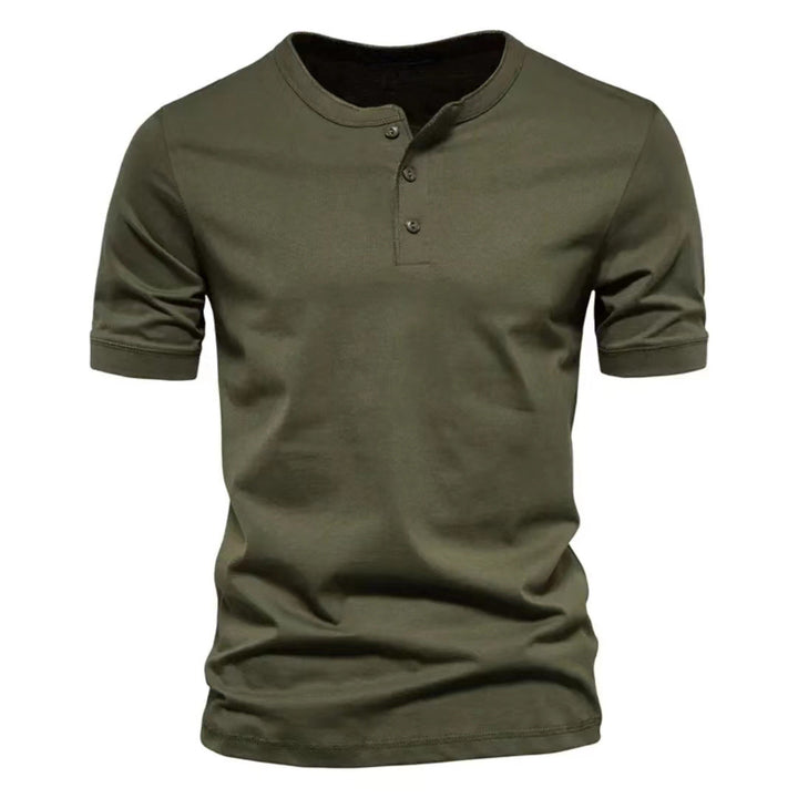 Herren Kurzarm Henley T-Shirt aus atmungsaktivem Baumwollmix Echoarchiv